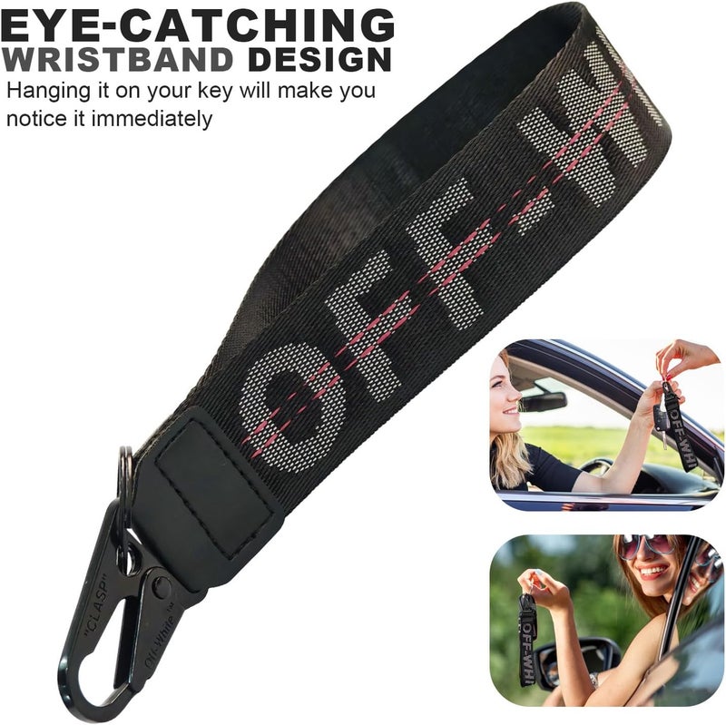 MJYFDAC Fashionable Car Key Chain, Fabric Wrist Strap With Key Ring, Can Be Used To Hang Car Keys, Wallets, Jeans Decorations, Key Chain Accessories (Black) - Image 2
